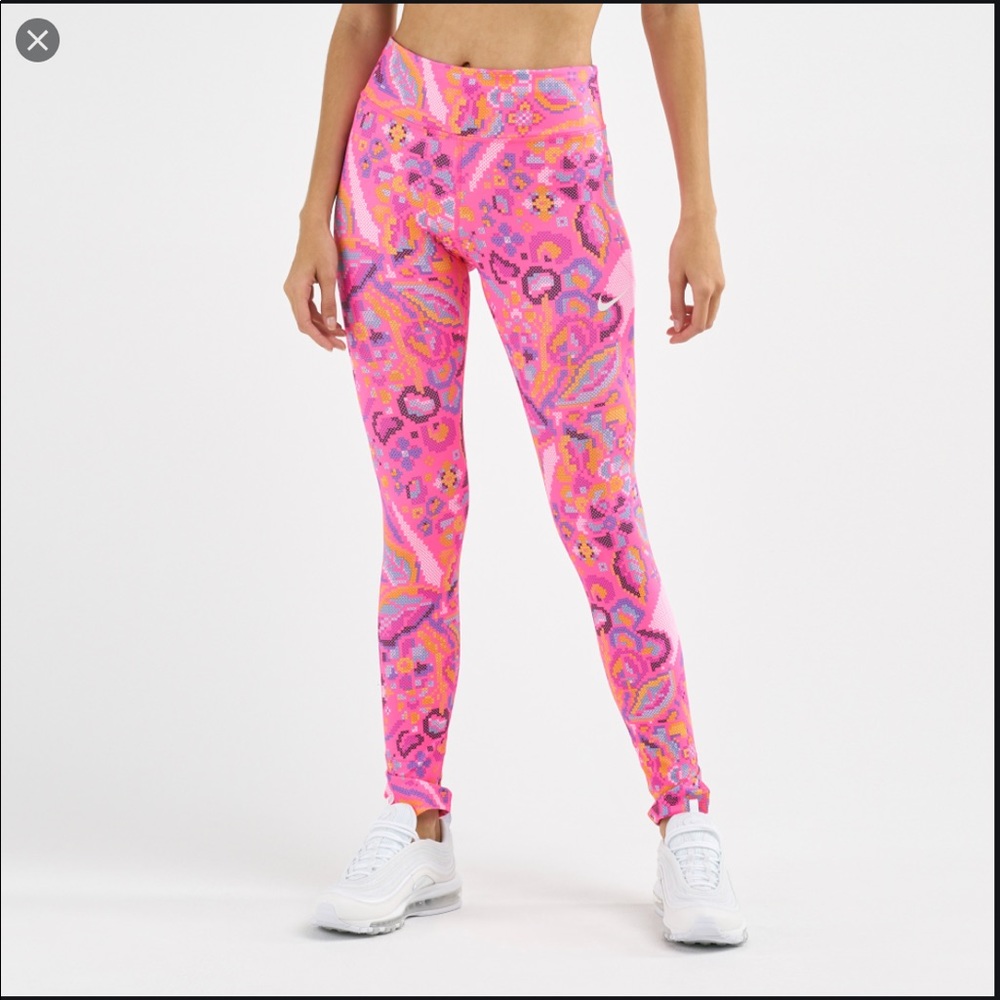 Nike Dri-Fit Leggings Pink Cross Stitch Print